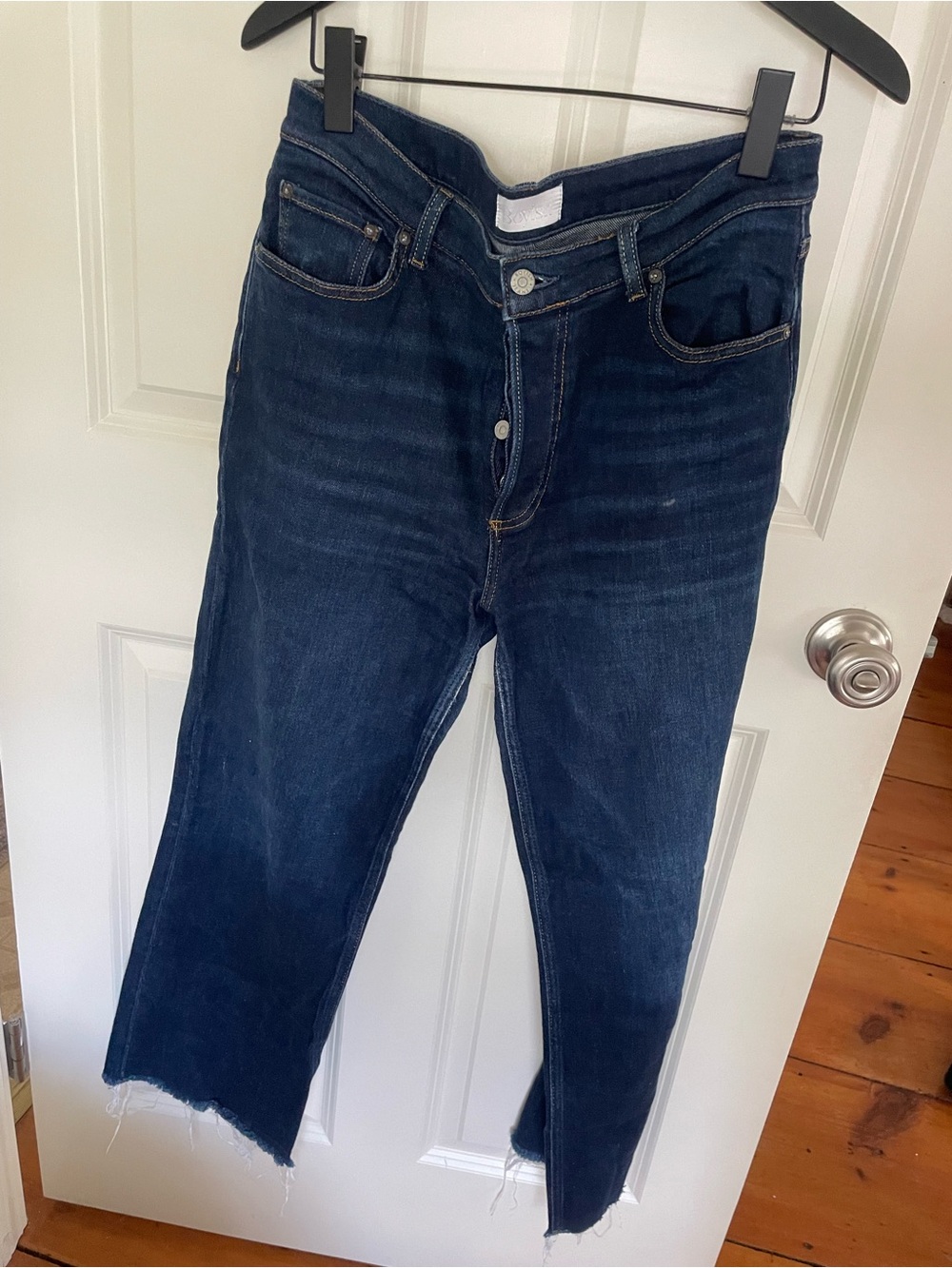 Boyish Dark Indigo High-Rise Cropped Straight Jeans